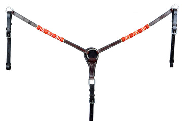 BAR H EQUINE Red Rawhide Horse Western Leather Breast Collar Brown